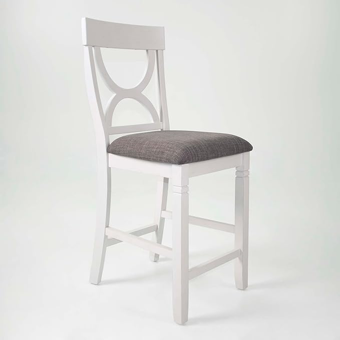 Poundex 5 Piece Counter Height Dining Set in White and Gray