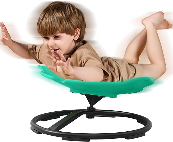 Spinning Chair for Autistic Kids, Sensory Toys for Kids With Autism, 360° Sensory Swivel Chair, Fish-Shaped Spin Seat for Children With ADHD, Safe & Smooth Sit and Spin Improve Balance (Dark Green)
