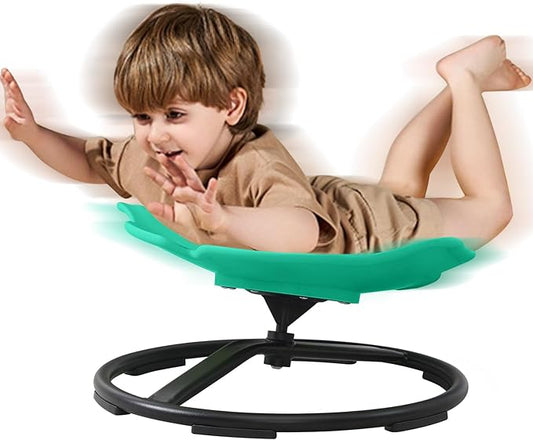 Spinning Chair for Autistic Kids, Sensory Toys for Kids With Autism, 360° Sensory Swivel Chair, Fish-Shaped Spin Seat for Children With ADHD, Safe & Smooth Sit and Spin Improve Balance (Dark Green)