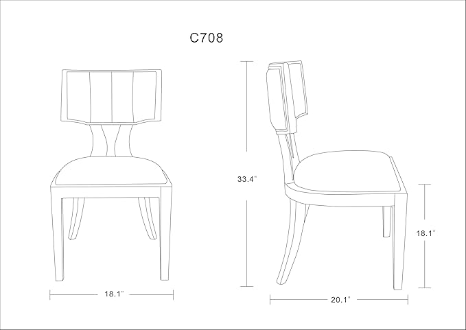 Manhattan Comfort Pulitzer Faux Leather Dining Chairs Set of 2, Solid Beech Wood with Walnut Finish, Iconic Greek Design, Fully Assembled Accent Kitchen Furniture, Camel
