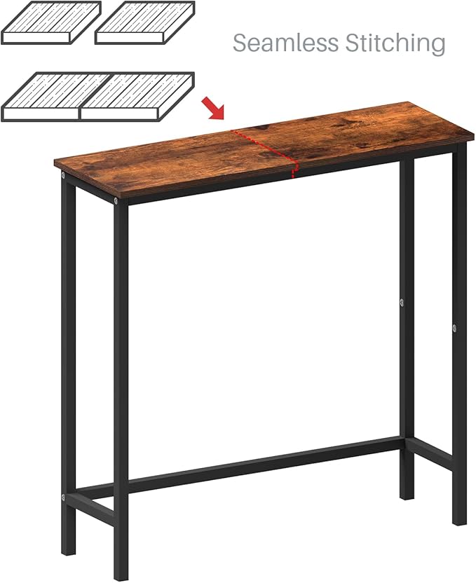 HollyHOME Narrow Console Table, 29.5" Slim Entryway Table, Sofa Stand, Hallway Shelf for Hallway, Bedroom, Living Room, Foyer, Rustic Brown