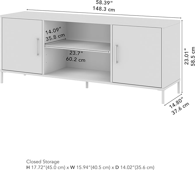 Bush Home Essence 58W TV Stand with Storage, Living Room Furniture, Essence Collection, Black Stipple