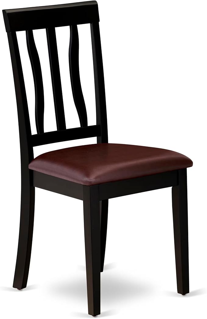 East West Furniture HLAN3-BCH-LC 3 Piece Dining Room Table Set Contains a Round Kitchen Table with Pedestal and 2 Faux Leather Upholstered Dining Chairs, 42x42 Inch, Black & Cherry