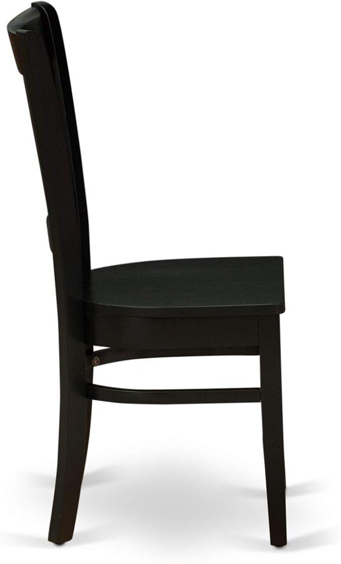 East West Furniture LGVA5-BLK-W 5 Piece Kitchen Table & Chairs Set Includes a Rectangle Dining Room Table with Butterfly Leaf and 4 Solid Wood Seat Chairs, 42x84 Inch, Black