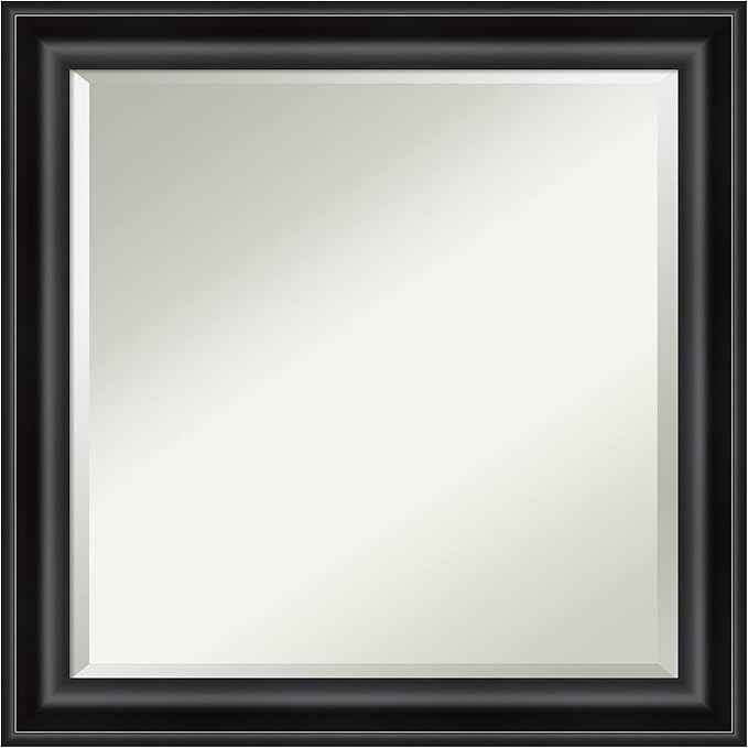 Amanti Art Black Bathroom Mirror for Over Sink, 24x24 Grand Black Narrow Square Vanity Mirror, Medium Casual Frame, Hangs Horizonally and Vertically, Bathroom Wall Decor, Beveled Edge