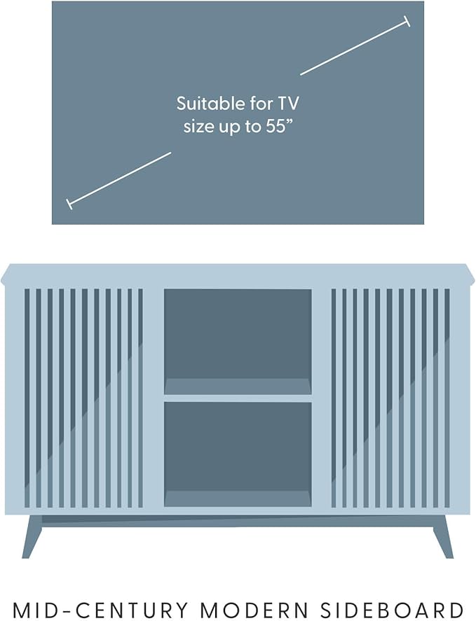 Plank+Beam Mid-Century Modern Wood TV Stand, Solid Wood Entertainment Console with Storage, 49" L x 16" W x 30" H, Blonde