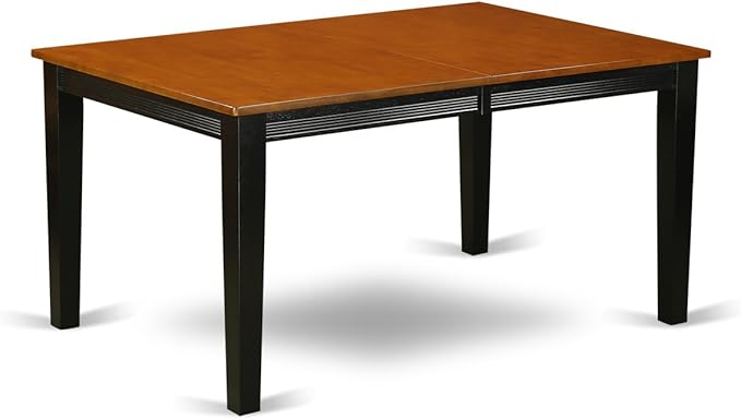 East West Furniture QUAN5-BCH-LC 5 Piece Dining Set Includes a Rectangle Dining Room Table with Butterfly Leaf and 4 Faux Leather Upholstered Chairs, 40x78 Inch, Black & Cherry