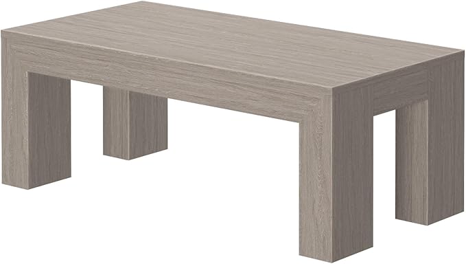 Plank+Beam Modern Rectangular Coffee Table, 40", Rectangle Coffee Table for Living Room, Mini Center Tables for Small Spaces, Small Living Space Tea Table, Seashell Wirebrush