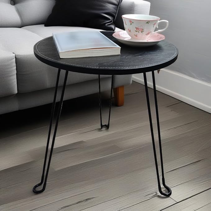 Leather Circle Nesting Tables Coffee Table Set of 2，Folding Table, Outdoor Side Tables，Fashionable End Tables Set Suitable for Living Room, Bedroom, Office, Outdoor, and Courtyard