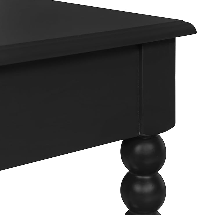 OSP Home Furnishings Elise Cottage Style Table with Spindle Legs, Open Storage Shelf, End Table, Black Finish