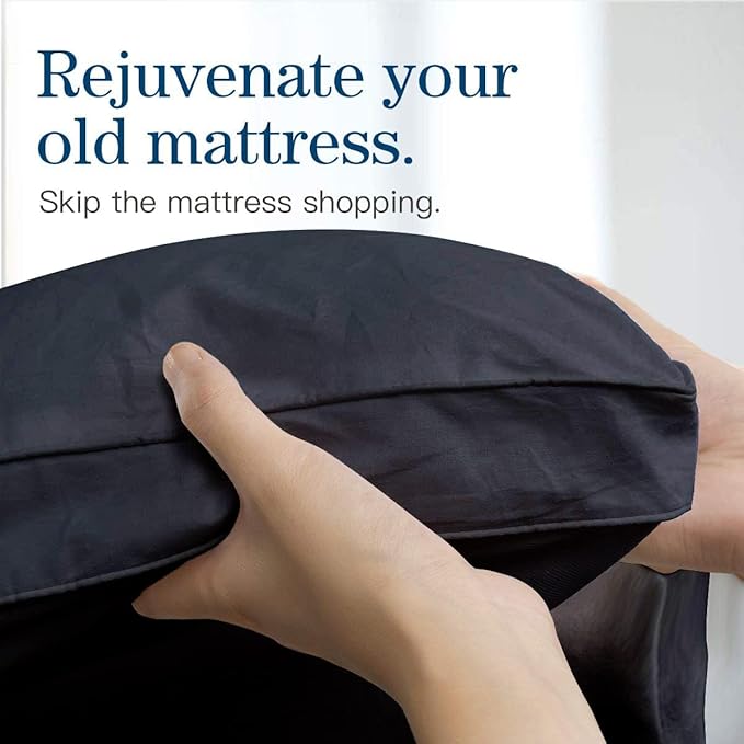 COONP California King Mattress Topper, Extra Thick Pillowtop, Cooling Plush Mattress Pad Cover Bed Topper Protector with 8-21 Inch Deep Pocket (Black, California King)