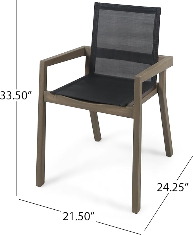Merax Mesh Seating Solid Wood Dining Chairs Set of 2, French Country Style Accent Side Seating Furniture for Kitchen, Living Room, Textile Back,Grey