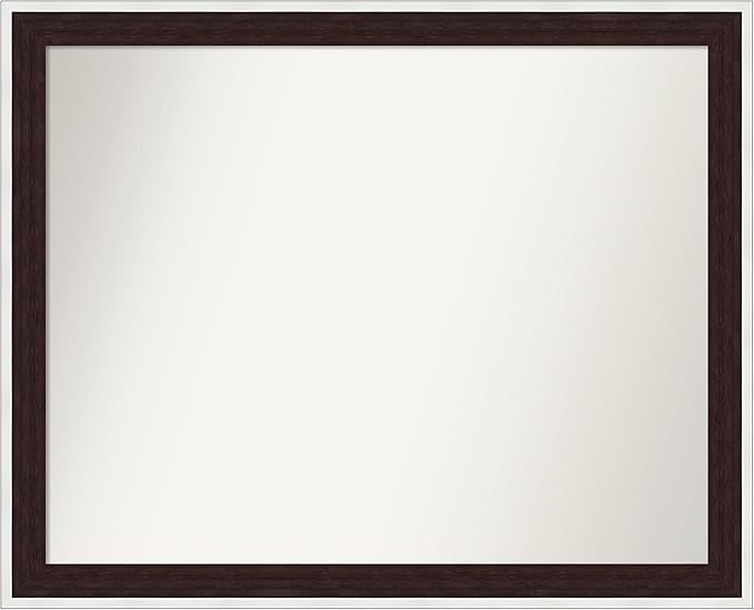 Amanti Art Bathroom Mirror for Over Sink, 25x31 Maya Espresso Silver Rectangle Vanity Mirror, Large Modern Contemporary Frame, Hangs Horizonally and Vertically, Bathroom Wall Decor, Non-Beveled Edge