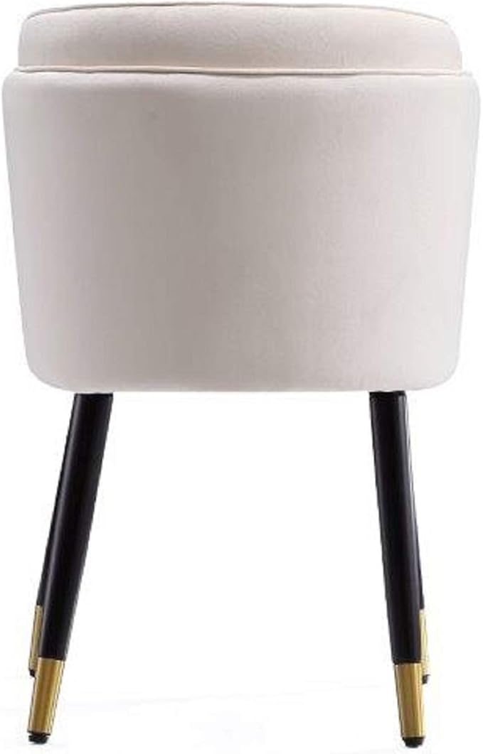 Manhattan Comfort Zephyr Modern Velvet Dining Chair, Solid Wood Frame with Gold-Tipped Splayed Legs, High Density Foam Padding, Vintage Design, Tulip Inspired Accent Furniture, Cream