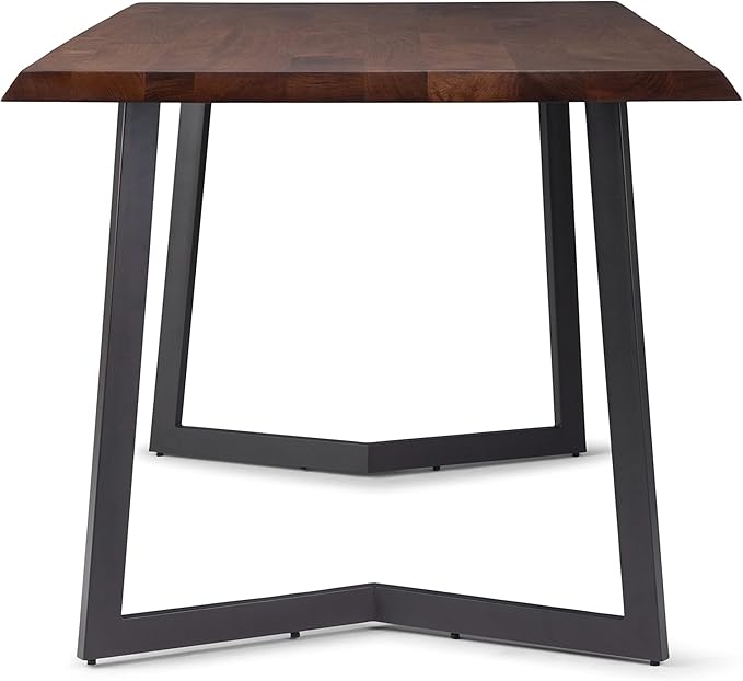 SIMPLIHOME Marana/Watkins 5-Piece Dining Set, 66 inch Wide Solid Mango Wood Table and 6 Upholstered Bentwood Chairs in Black, Mid-Century Modern Style for Dining Room with Curved Back (Set of 5)