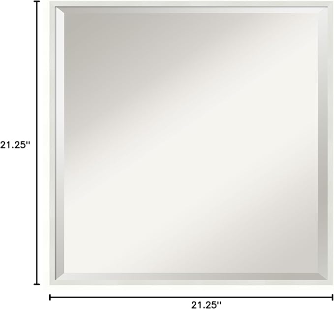 Amanti Art White Bathroom Mirror for Over Sink, 21x21 Lucie White Square Vanity Mirror, Medium Modern Wood Frame, Hangs Horizonally and Vertically, Bathroom Wall Decor, Beveled Edge from WI, USA
