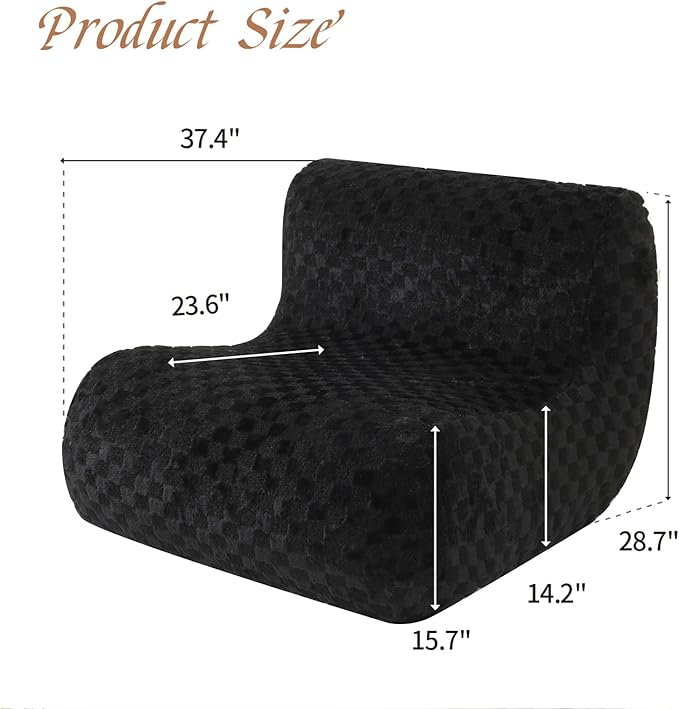 Bean Bag Chairs for Adults, Comfy Floor Sofa with Memory Foam, Giant Bean Bag Couch for Living Room Bedroom Dorm Office, Black