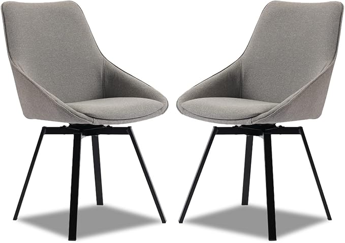 Dining Chairs Set of 2 Light Grey Living Room Chairs Fabric Upholstered Kitchen Chairs,Loads Up to 270lbs,Quick Assembly,Swivel Dining Chair