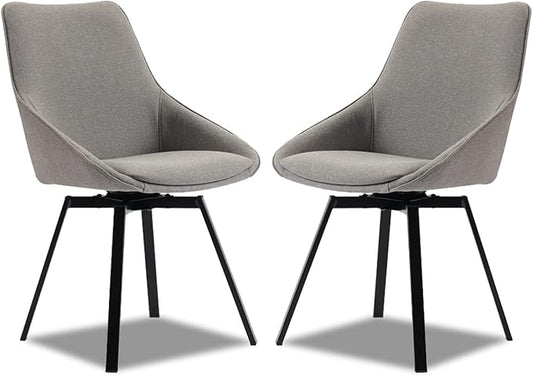 Dining Chairs Set of 2 Light Grey Living Room Chairs Fabric Upholstered Kitchen Chairs,Loads Up to 270lbs,Quick Assembly,Swivel Dining Chair