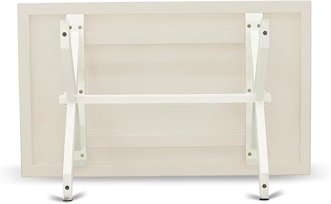 East West Furniture X027EL207-7 7 Piece Kitchen Table Set Consist of a Rectangle Dining Table with X-Legs and 6 Gray Linen Fabric Parsons Dining Chairs, 40x72 Inch, Multi-Color