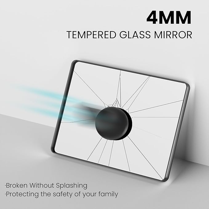 Brushed Nickel Bathroom Mirror 50x30 Inch, Brushed Silver Metal Frame Mirror Wall Mounted, Rounded Rectangle Bathroom Vanity Mirror, Tempered Glass, Anti-Rust, Horizontal/Vertical
