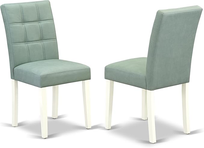 East West Furniture DOAS5-LWH-43 5 Piece Mid Century Modern Dining Set Includes A Wooden Table and 4 Willow Green Polyester Fabric Parsons Chairs, Linen White