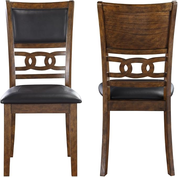 New Classic Furniture Gia 5-Piece Round Dining Set with 1 Dining Table and 4 Chairs, 47-Inch, Brown