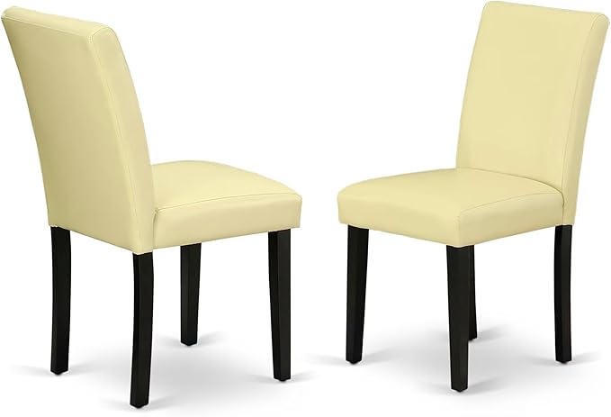 East West Furniture DUAB5-BLK-73 5 Piece Dining Room Table Set Includes a Rectangle Kitchen Table and 4 Eggnog Faux Leather Parson Dining Chairs, 36x60 Inch, Black