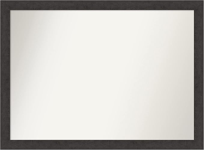 Amanti Art Brown Bathroom Mirror for Over Sink, 33x44 Rustic Plank Espresso Rectangle Vanity Mirror, X-Large Country Rustic Frame, Hangs Horizonally and Vertically, Bathroom Wall Decor, Non-Beveled
