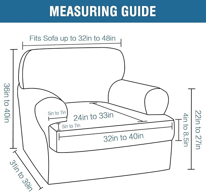 H.VERSAILTEX Sofa Cover 2 Piece T Cushion Armchair Slipcovers Thick Velvet Couch Cover Stretch T Cushion Sofa Covers for 1 Cushion Couch with 1 Individual T Cushion Covers, Burnt Brick