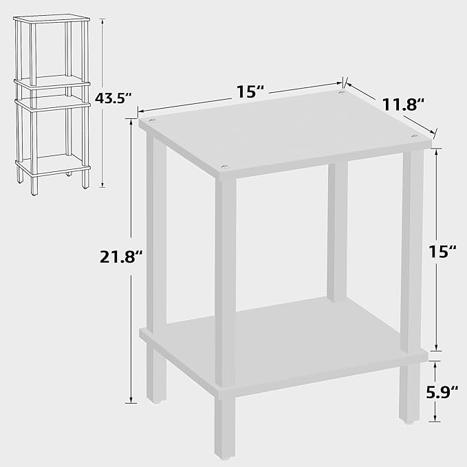 TUTOTAK End Table, Set of 2, Side Table, Nightstand, 2-Tier Storage Shelf, Sofa Table for Small Space, Living Room, Bed Room TB01BW035