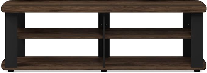 FURINNO Nelly Entertainment Center TV Stand, Short 43.3"(W) x13.4(H) x13.1(D), Columbia Walnut/Black