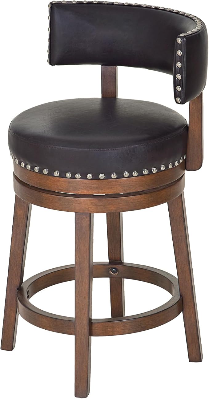 COLAMY Swivel Bar Stools Set of 3, Swivel Counter Height Barstools with Back, 25 Inch Modern Upholstered Bar Stools for Kitchen Island Dining Room Bar, Dark Brown