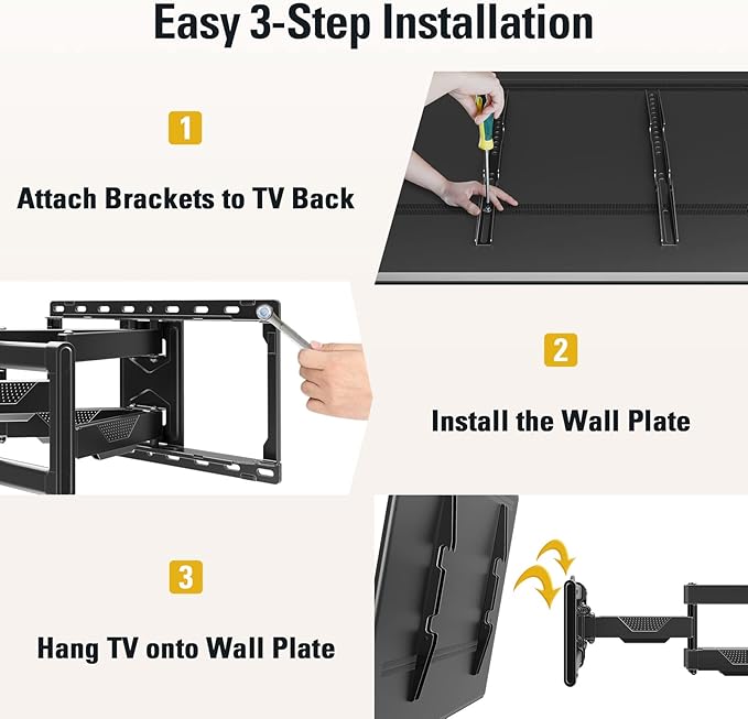 Mounting Dream UL Listed TV Wall Mount for Most 42-84 Inch TV, Full Motion TV Mount with Swivel and Tilt, Wall Bracket with Articulating Dual Arms, Fits 16inch Studs, Max VESA 600X400 mm, 100 lbs