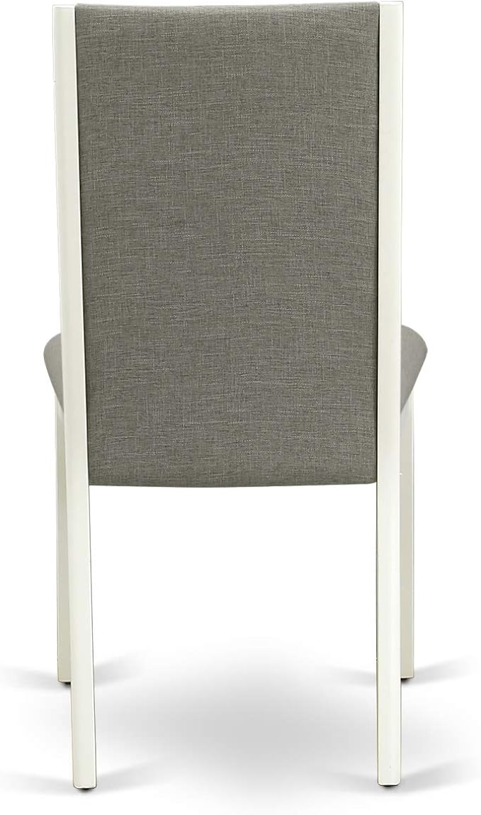 East West Furniture ANLA5-LWH-06 5 Piece Dining Room Furniture Set Includes a Round Kitchen Table with Pedestal and 4 Shitake Linen Fabric Parsons Dining Chairs, 36x36 Inch, Linen White
