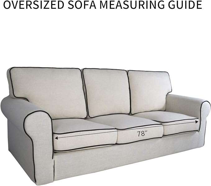 PureFit Reversible Sofa Couch Cover Water Resistant Couch Covers for 3 Cushion, Washable Furniture Cover with Non-Slip Foam and Adjustable Strap for Dogs, Pets (Oversized Sofa, Black/Beige)