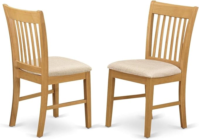 East West Furniture DLNO5-OAK-C 5 Piece Kitchen Table & Chairs Set Includes a Round Dining Room Table with Dropleaf and 4 Linen Fabric Upholstered Dining Chairs, 42x42 Inch, Oak