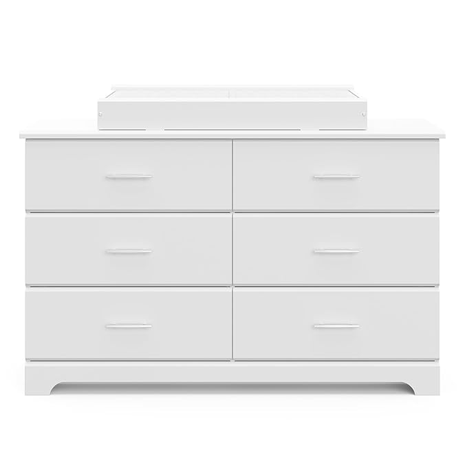 Storkcraft Brookside 6 Drawer Double Dresser (White) – GREENGUARD Gold Certified, Dresser For Nursery, Kids, Chest Of Drawers