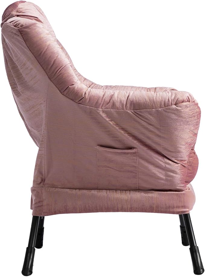HollyHOME Modern Fabric Large Lazy Chair, Accent Oversized Comfy Reading Chair with Armrest, Thick Padded Cozy Lounge Sofa for Living Room, Bedroom, Dorm, Gilding Pink