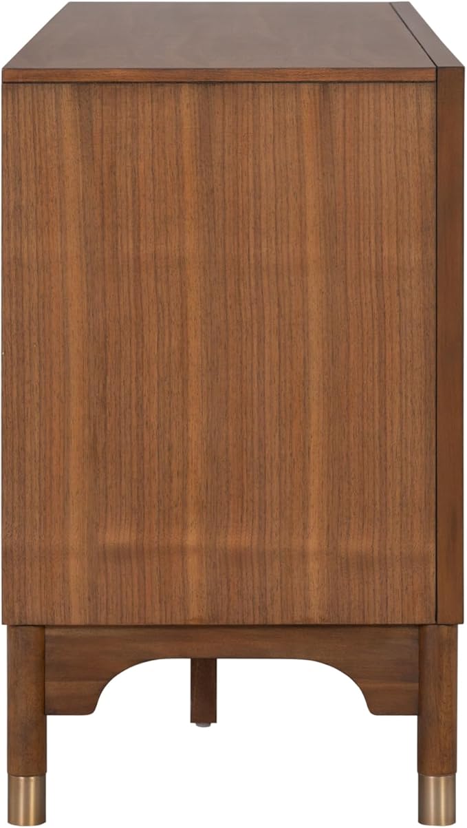 Furniture of America Forma Mid-Century Modern 70-inch TV Stand with Storage Cabinet and 3 Cable Holes, Entertainment Center Console for Living Room, Bedroom, Guest Room, Walnut