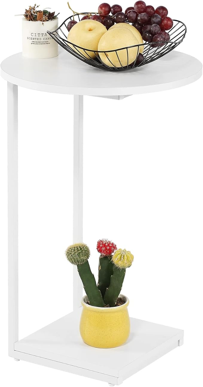 DCLRN Small End Table,c Table End Table for Sofa,Round Coffee Table is Suitable for Living Room and Bedroom.(White)