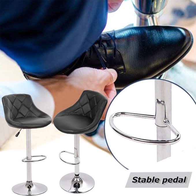 BestOffice Counter Height Bar Stools Set of 2 Bar Stools Swivel Stool Height Adjustable Bar Chairs with Back PU Leather Swivel Bar Stool Kitchen Counter Stools Dining Chairs