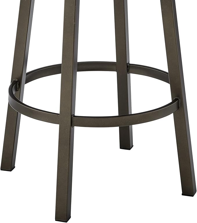 Armen Living Dalza Swivel Counter or Bar Stool in Mocha Finish with Brown Faux Leather
