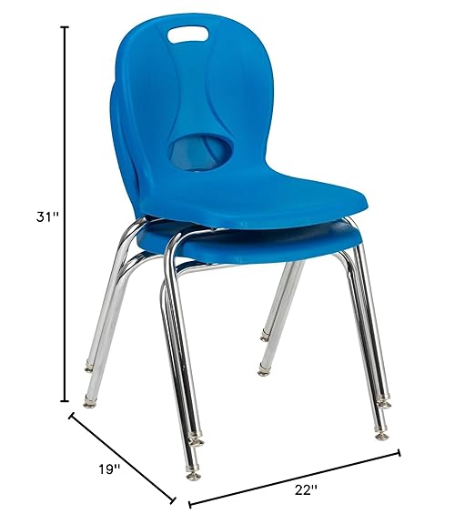 Learniture Structure Series Stacking School Chairs with Contoured Seats, Heavy-Duty Plastic Stacking Classroom Chairs, 18"H, Set of 4