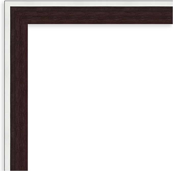 Amanti Art Bathroom Mirror for Over Sink, 25x31 Maya Espresso Silver Rectangle Vanity Mirror, Large Modern Contemporary Frame, Hangs Horizonally and Vertically, Bathroom Wall Decor, Non-Beveled Edge