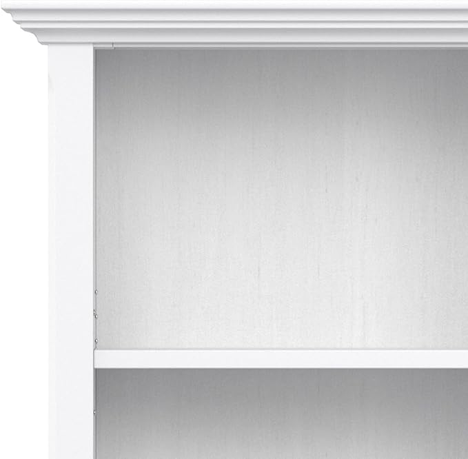 SIMPLIHOME Amherst Bookcase - 70 inch Tall 5-Shelf Solid Wood Bookshelf in White, Transitional Storage for Living Room, Study Room or Office with Adjustable Shelves and Tapered Legs