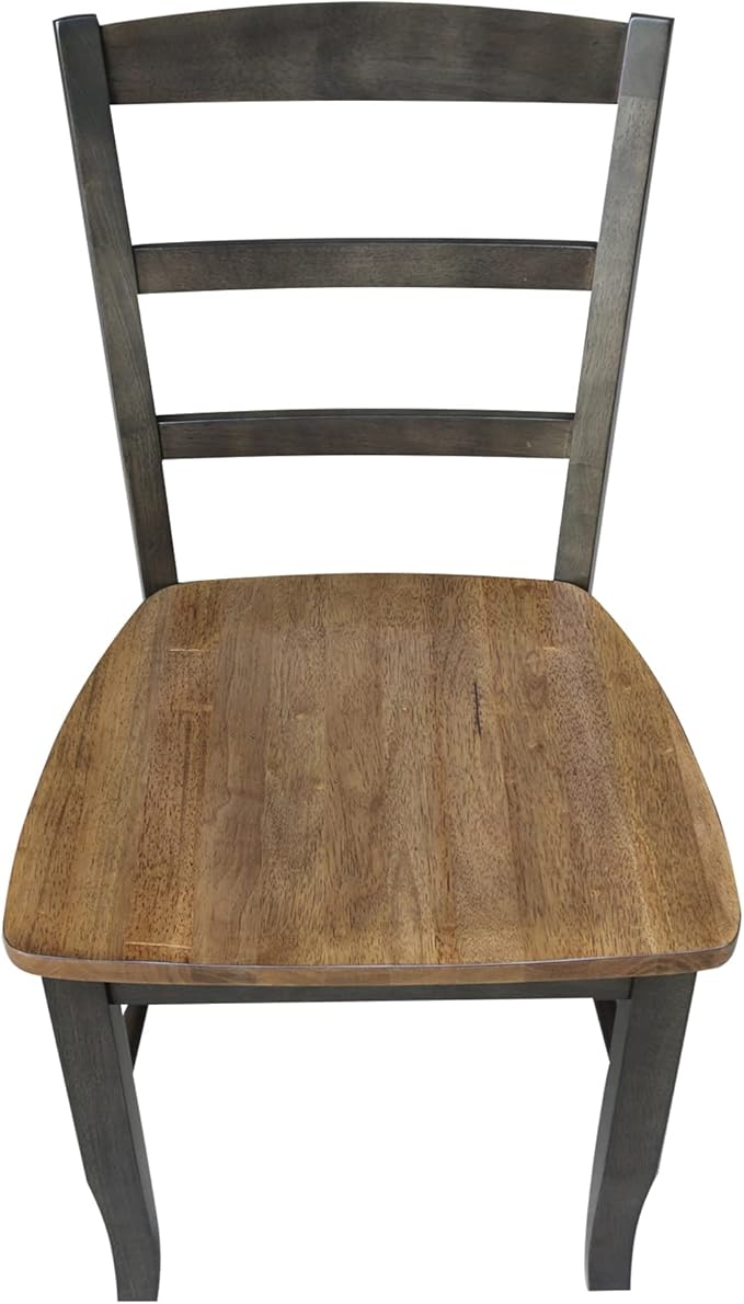 IC International Concepts Set of Two Madrid Ladderback Dining Chairs, Hickory/Washed Coal