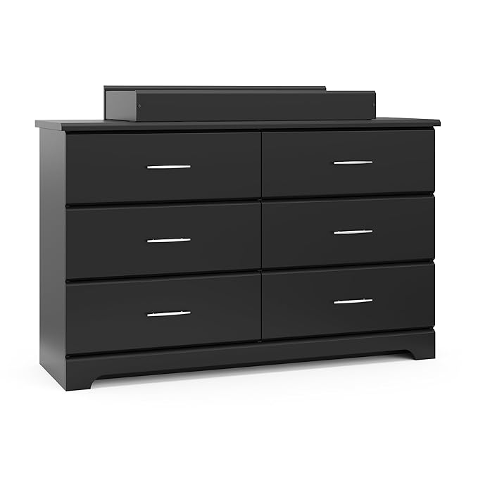 Storkcraft Brookside 6-Drawer Dresser (Black) – GREENGUARD Gold Certified, Nursery & Kids Storage, Nursery Essentials, Kids Room Storage, Durable Bedroom Dresser