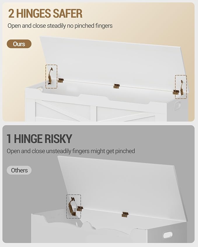 47.2" Storage Chest, Extra Large Storage Trunk with 2 Safety Hinges, Wooden Box Bench, Lift-Top Organizer Chest, Shoe Bench for Entryway, Bedroom, Living Room, White SB13403X