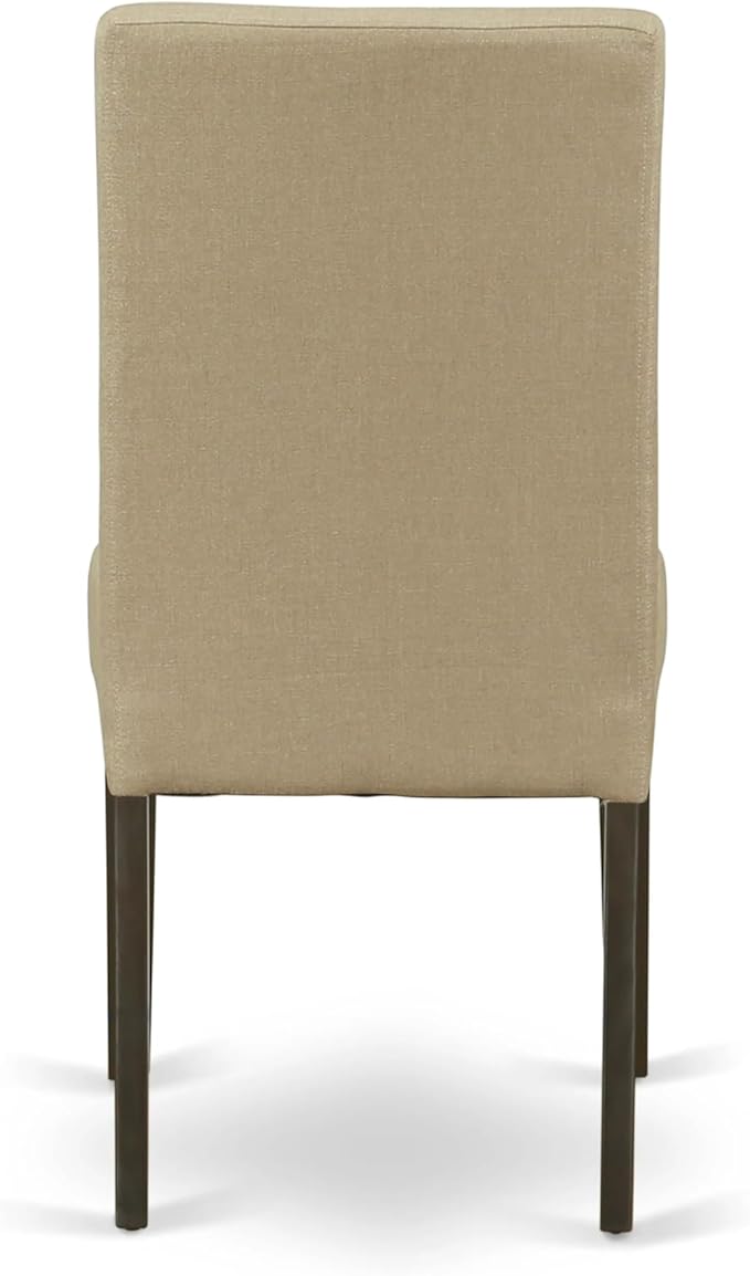 East West Furniture ANDR5-CAP-03 5 Piece Kitchen Table & Chairs Set Includes a Round Dining Room Table with Pedestal and 4 Brown Linen Fabric Parson Dining Chairs, 36x36 Inch, Cappuccino